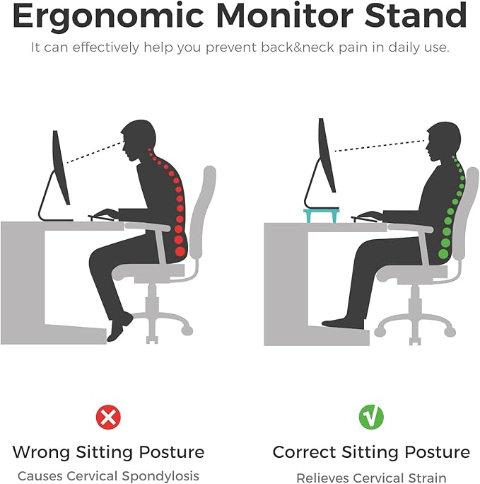 loukin Dual Monitor Stand Riser for Desk, 43.6"×8.2" Computer Stand, Black | Supports 22 lb, No Installation Required, Water-Resistant Surface, Fits Laptops and Printers, Ergonomic Design - Image 6