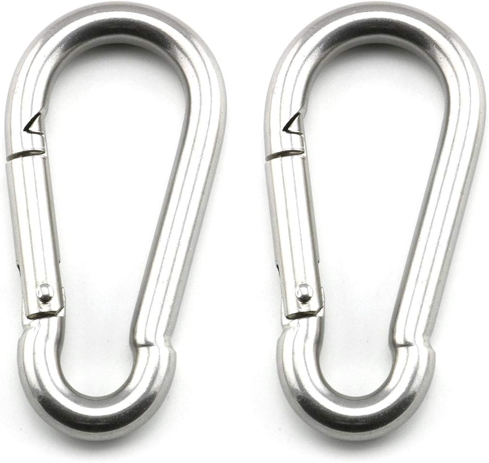 heyous 2 Set M8 Suspension Ceiling Wall Mount U Hook Anchor Hanger Stainless Steel Heavy Duty Multi Purpose Hammock Swing Ceiling Hook Rhombic Base Plate with Snap Hook - Image 3