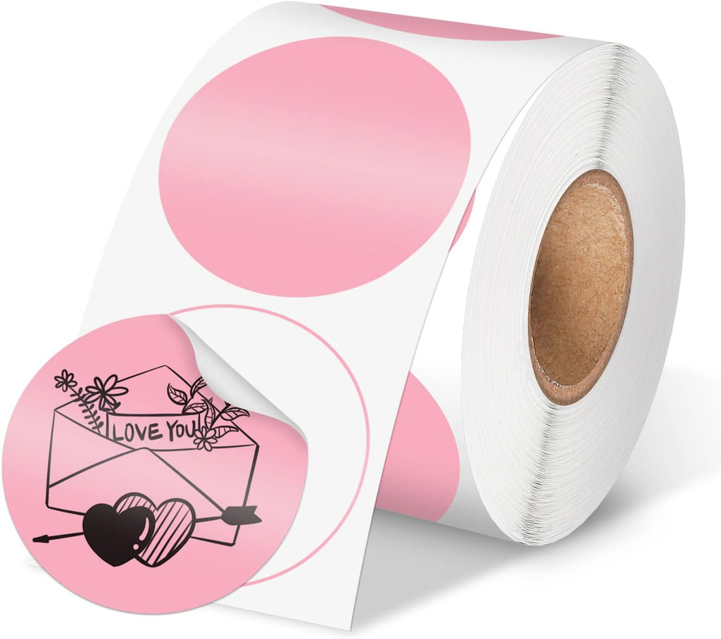 Phomemo Genuine 2” Pink Circle Thermal Labels, 2x2 Self-Adhesive Round Sticker Label, Circular Direct Labels Compatible with Phomemo Shipping Labels Printer, 750 Labels/Roll, White,Commercial Grade by Phomemo