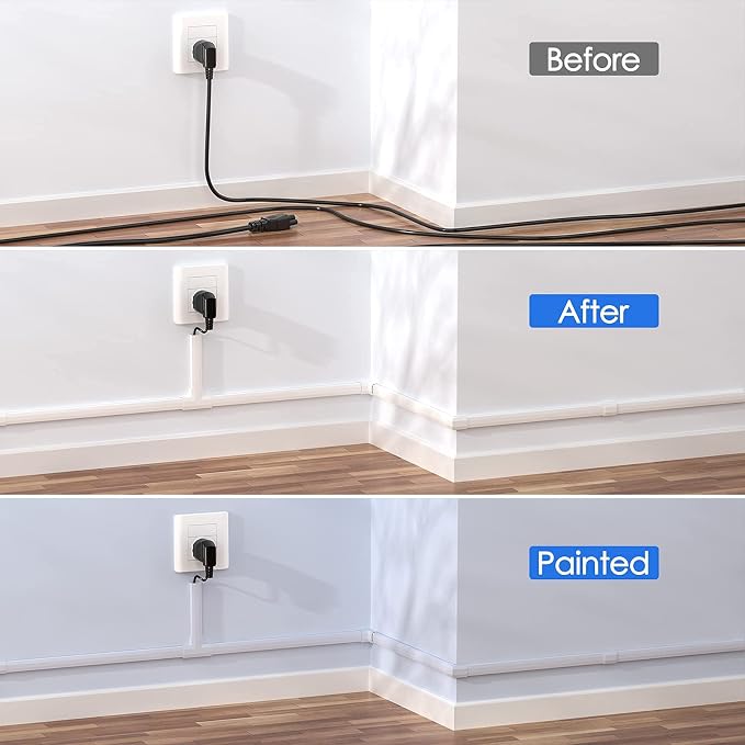 Yecaye 125In Cord Covers for Wall Mounted TV, W0.98in H0.51in, White | Medium Cord Hider for 3 Cords, Cable Management Kit, Wire Hiders Concealer on Wall - Image 5