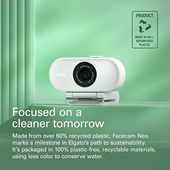 Elgato Facecam Neo, Full HD Webcam with Privacy Shutter | 1080p60 true HD video, HDR enabled, Plug and play setup, Easy-slide shutter, Zero-plastic packaging, USB-C - Image 9