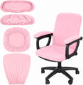 4 Pcs Office Chair Covers Set with Armrest, Stretchable Pink by Snuviax