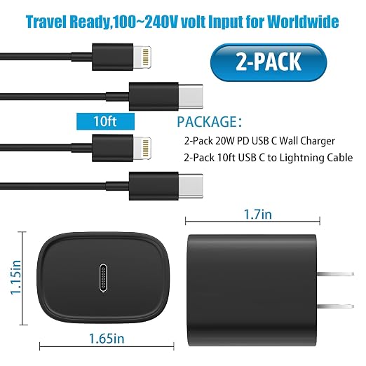 for iPhone 14 13 12 11 Fast Charger USB C Wall Charger [2-Pack] 10FT Fast Charging Cable Compatible with iPhones 14/14 Pro/14 Pro Max/Phone 13/12/11/X/8/7/6/iPad Pro/Mini,Black - Image 6