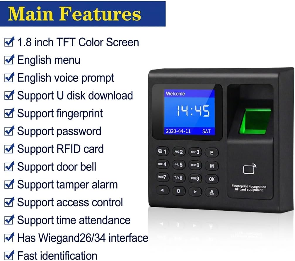 Fingerprint and RFID Access Control Kit, Supports USB Data Download - Image 2