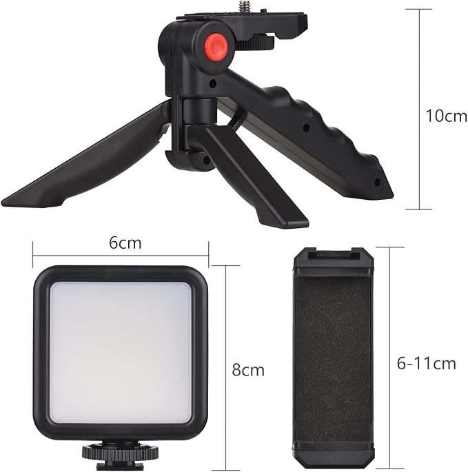 Mini Smartphone Vlog Kit with LED Video Light, Cardioid Microphone, Extendable Phone Clip, Adjustable Brightness Tripod for Live Streaming, Vlogging, Video Conferencing & Selfies - Image 3