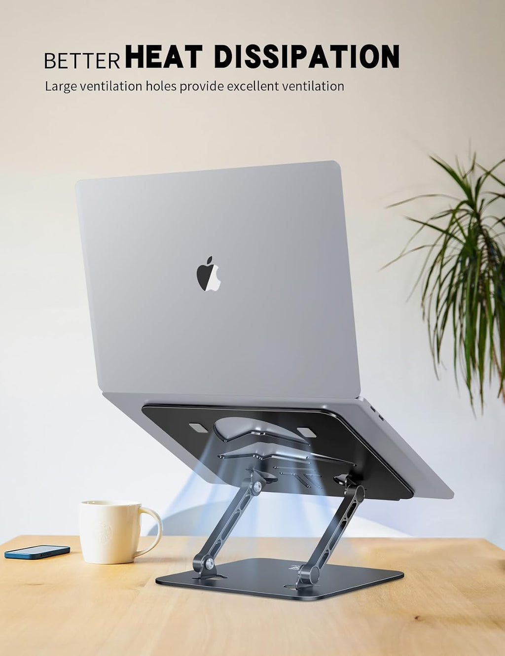 Z-Shaped Laptop Stand for Desk Fits 10"-16" Notebook, Black - Image 5
