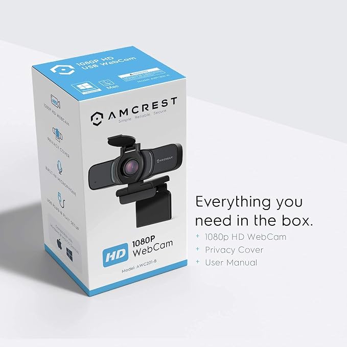 Amcrest 1080P Webcam with Microphone & Privacy Cover, Web Cam USB Camera, Computer HD Streaming Webcam for PC Desktop & Laptop w/Mic, Wide Angle Lens & Large Sensor for Superior Low Light (AWC201-B) - Image 7