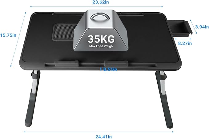 Adjustable Laptop Lap Desk with Cooling Fan USB Light for Adults 56 * 32cm,Black - Image 4