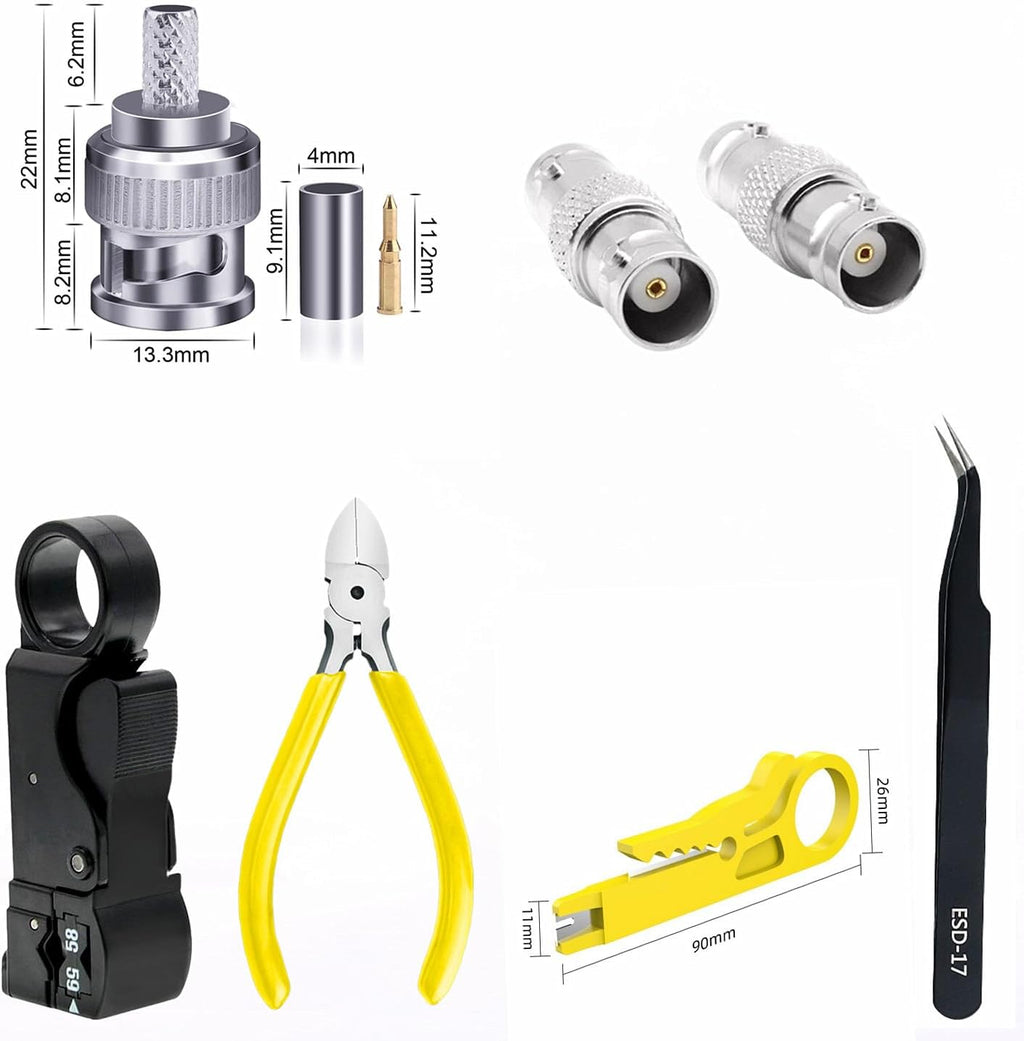 Coaxial Cable Tool Kit, BNC Crimp tool for RG58, RG59, RG62, RG174 - Image 7