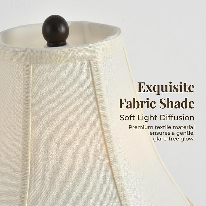 Traditional Table Lamp, Vintage Desk Lamp for Living Room with Fabric Shade, Farmhouse Bedside Lamp Brown Finish for Bedroom Nightstand Office Hotel (Pack-01) - Image 2