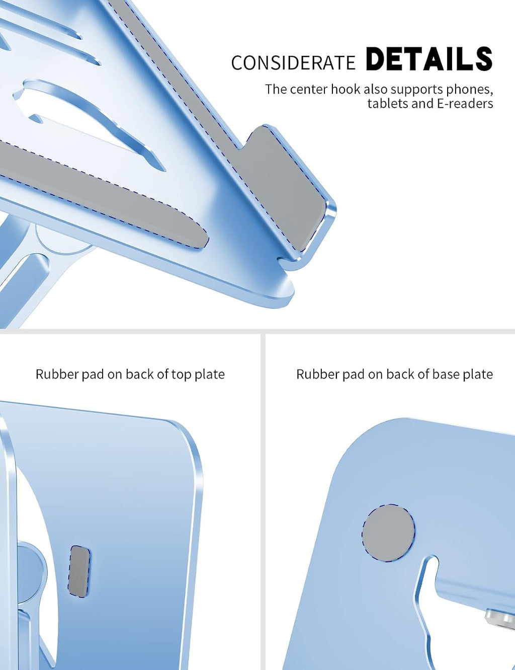Z-Shaped Laptop Stand for Desk Fits 10"-16" Notebook, Sky Blue - Image 3