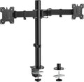 HUANUO Dual Monitor Mount for 13-32 Inch Screens, 17.6 lbs per Arm | Dual screen setup, tilt, swivel, rotation, 16.3 inch pole, cable clips, C-clamp or grommet, VESA 75x75/100x100mm by HUANUO
