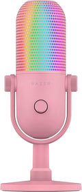 Razer Seiren V3 Chroma RGB, Stream & Game Reactive, USB Microphone, Pink | Tap-to-Mute Sensor, Condenser Mic, Digital Gain Limiter & Shock Absorber, Works with OBS, Discord, Zoom, Teams by Unknown