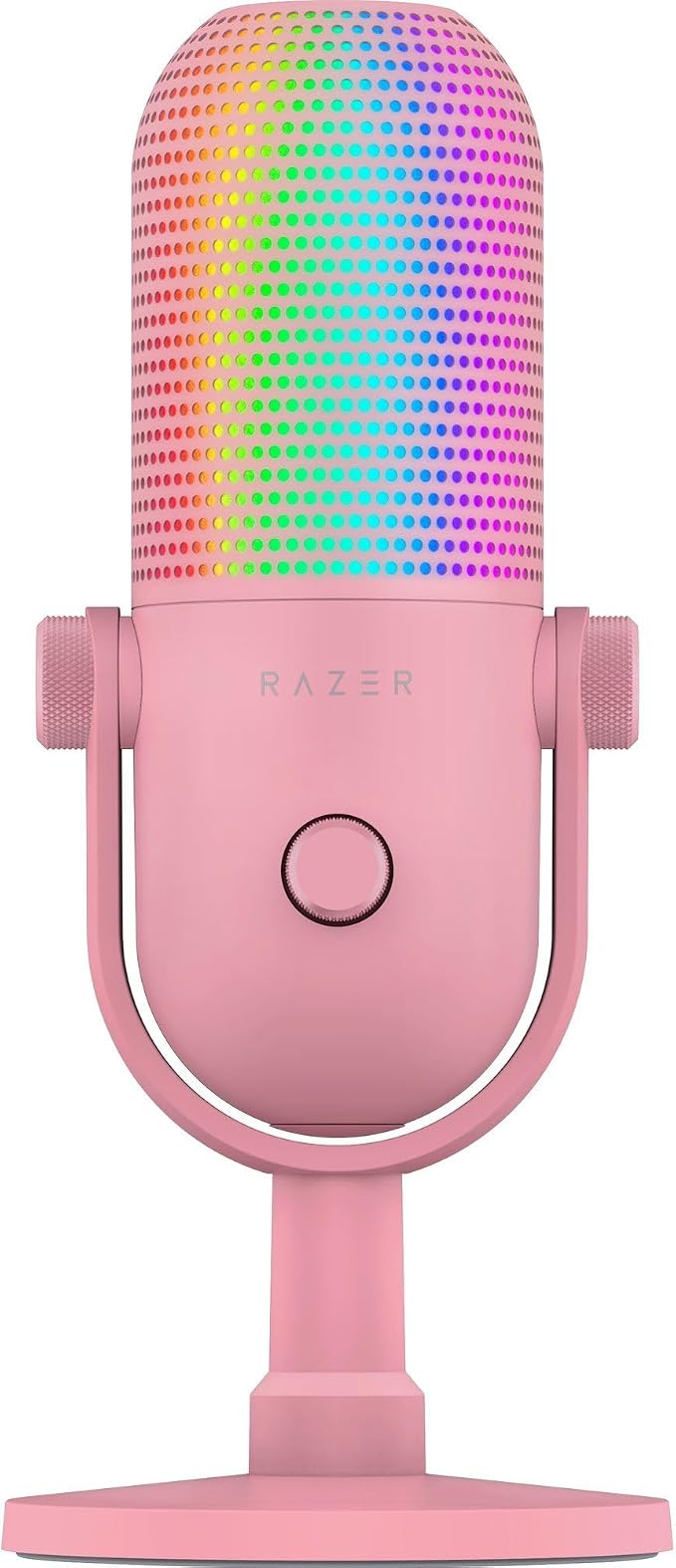 Razer Seiren V3 Chroma RGB, Stream & Game Reactive, USB Microphone, Pink | Tap-to-Mute Sensor, Condenser Mic, Digital Gain Limiter & Shock Absorber, Works with OBS, Discord, Zoom, Teams by Unknown