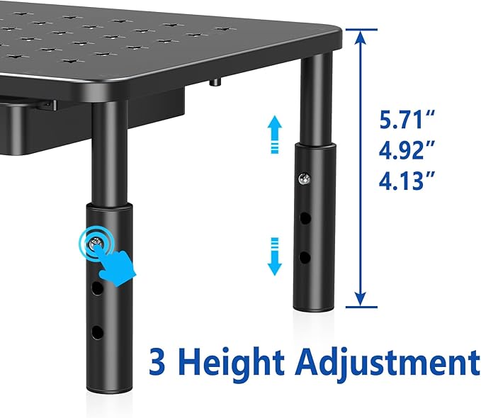 Zimilar 2 Pack Monitor Stand Riser with Drawer, 3 Height Adjustable | Monitor Stand with Unique Star Mesh, Metal Monitor Riser for Computer Laptop Notebook Printer - Image 5