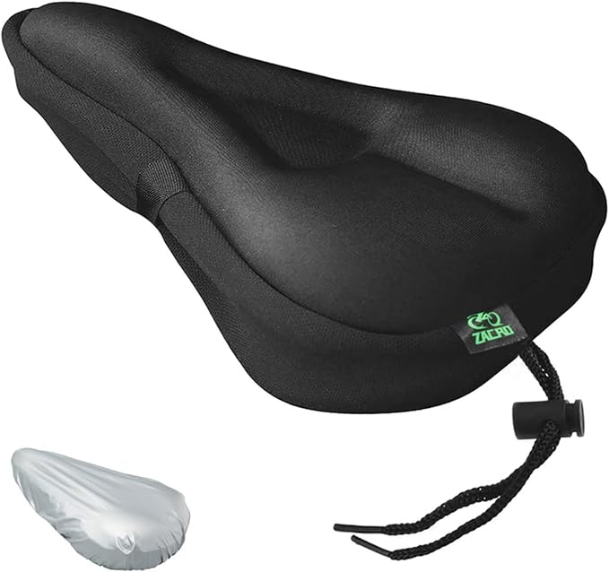 Zacro Bike Seat Cushion - Gel Padded Bike Seat Cover for Men Women Comfort, Extra Soft Exercise Bicycle Seat Compatible with Peloton, Outdoor & Indoor Bike Saddles by ZACRO