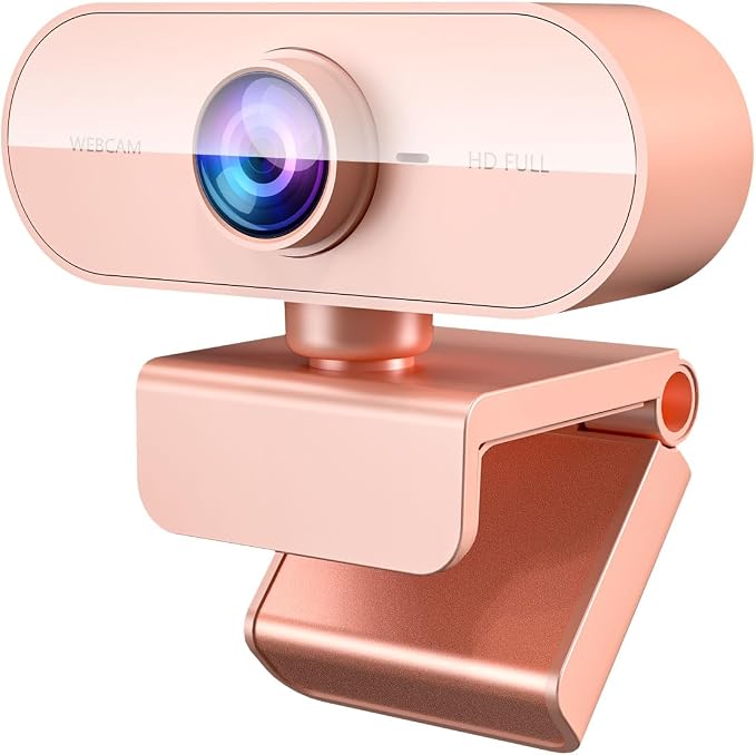 Webcam for PC&1080P HD Web Cam,Webcam with Microphone,Stand for PC/MAC/Laptop/Desktop,Wide Angle Web Cameras for YouTube,Skype,Zoom,Xbox One,Video Calling,Studying Pink by FWV
