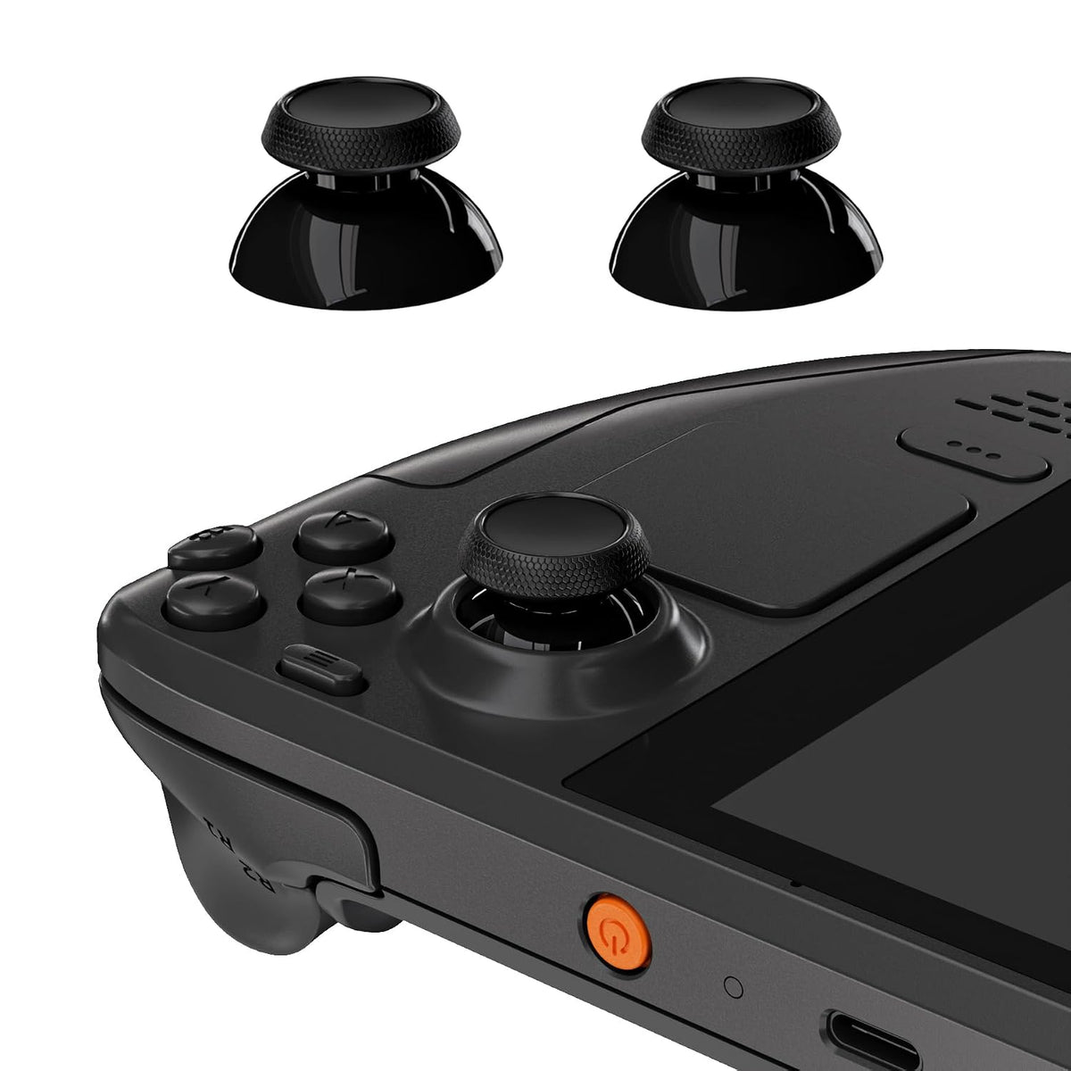 eXtremeRate Replacement Thumbsticks for Steam Deck LCD, Custom Analog Stick Joysticks Repair Kit for Steam Deck OLED Handheld Console with Original Touch Sensing, Anti-Slip Texture Grip - Black by eXtremeRate