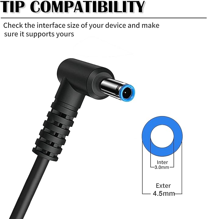 Blue Tip 65W Replacement for HP Laptop Charger Compatible with HP Pavilion x360 14 15 17,Envy 13 15 X360,Elitebook 840 G5, ProBook Chromebook Stream Series2 - Image 2