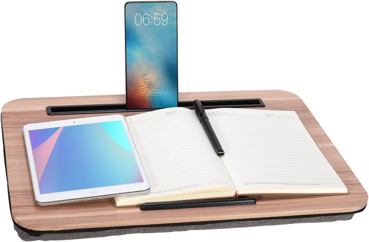 Portable Laptop Desk Fits Up to 16“ Laptops, with Tablet Slot, Built-in Cushion, Great for Home & Office,Lap Desk for Laptop,Lap Desk with Cushion (Warm Brown, Medium) by YUELAKE