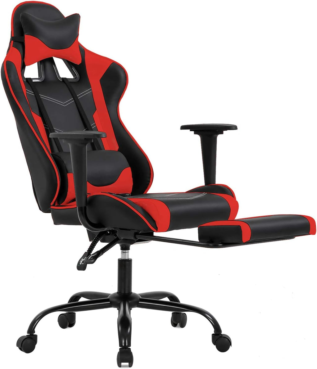 BestOffice | Ergonomic Gaming Chair | Red | Reclining Computer Chair with Lumbar Support, Headrest Pillow, Adjustable Footrests | 360 Swivel with Heavy Duty Wheels | for Home & Office by BestOffice
