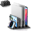 KDD 4-Slot Vertical Laptop Stand with Gravity Locking, 6-in-1 Laptop Holder Desktop Stand, Space-Saving Organizer Fits MacBook/Surface/HP/Dell/Book/Tablet/Switch/Cell Phone and Keyboard by KDD