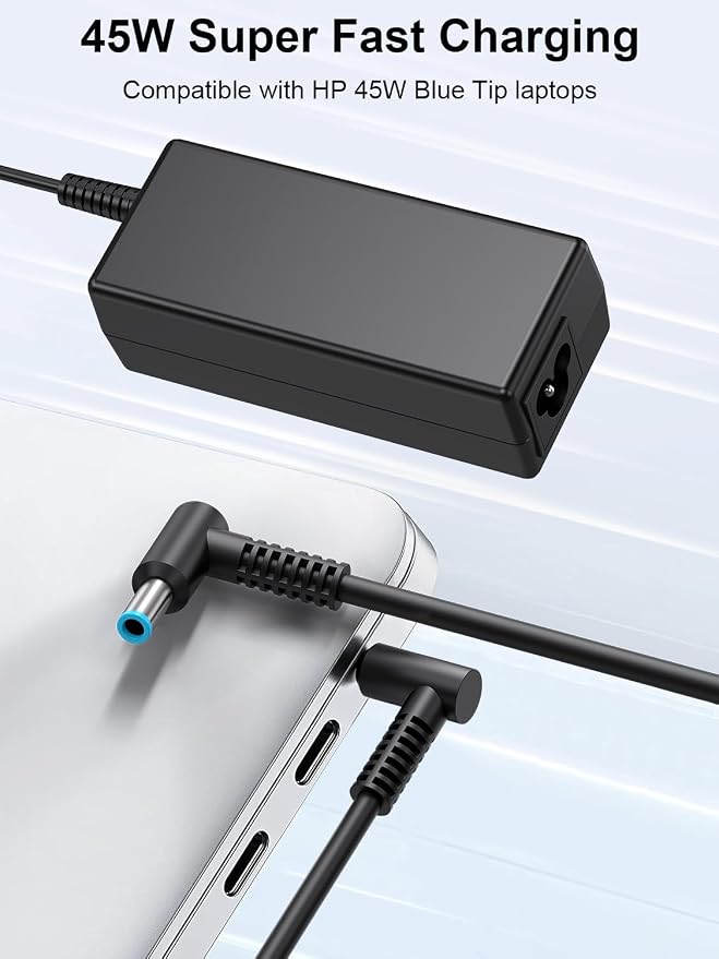 45W Laptop Charger for HP Laptop Computer,19.5V 2.31A Smart Blue Tip Power Adapter for HP Pavilion x360,Envy 11 13 15,EliteBook 840 G3 G5,Chromebook,Spectre,Stream 11 13 14 ProBook Notebook AC Adapter - Image 2