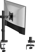 monTEK Single Monitor Stand for 17-32" Screens, 22 lbs | Single-screen desk mount, height adjustment, tilt, swivel, rotation, clamp/grommet bases and VESA 75/100 by monTEK