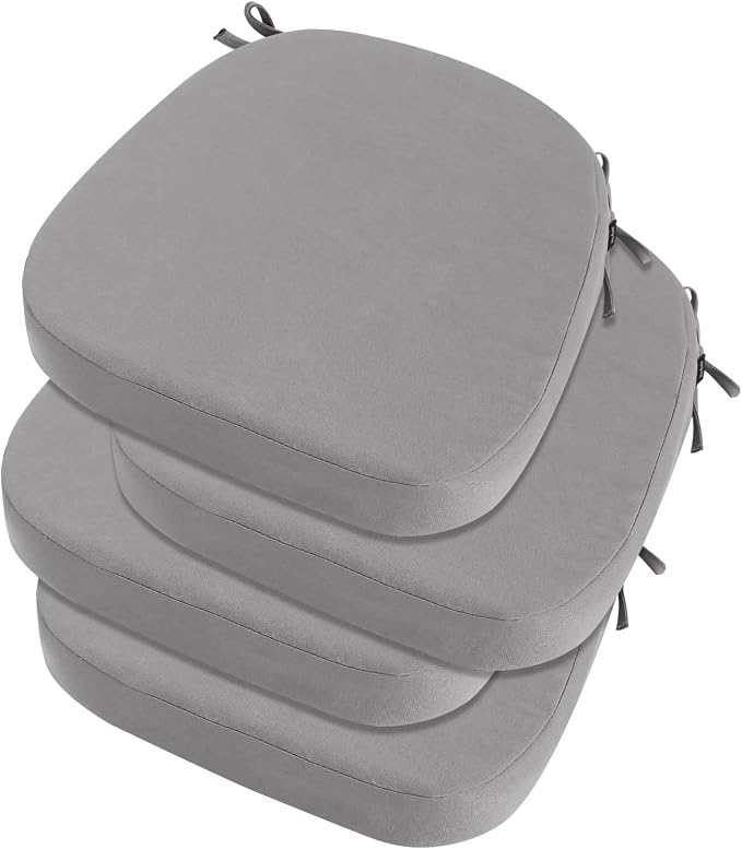 idee-home Outdoor Chair Cushions Set of 4, 17" x 17" D-Shaped | Thick Outdoor Seat Cushions Waterproof Patio Furniture with Ties Dining Pads by idee-home