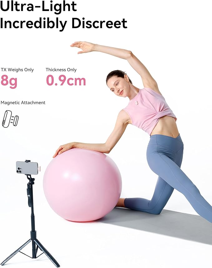 Hollyland Lark A1 Wireless Mini Microphone for iPhone & Android, 48kHz/24-bit, 3-Level Intelligent Noise Cancel, Microphone for YouTube, Podcast, Vlogging (Pink, 2TX + 2RX + Charging Case) - Image 2