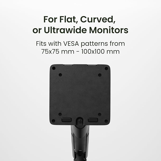 Kanto DM1 Single Monitor Desktop Arm for 17” - 40” Flat, Curved and Ultrawide Monitors | 4.4 to 22 lb Weight Capacity | On-the-Fly Height Adjustment w/Spring Arm | Easy Install | Black - Image 3