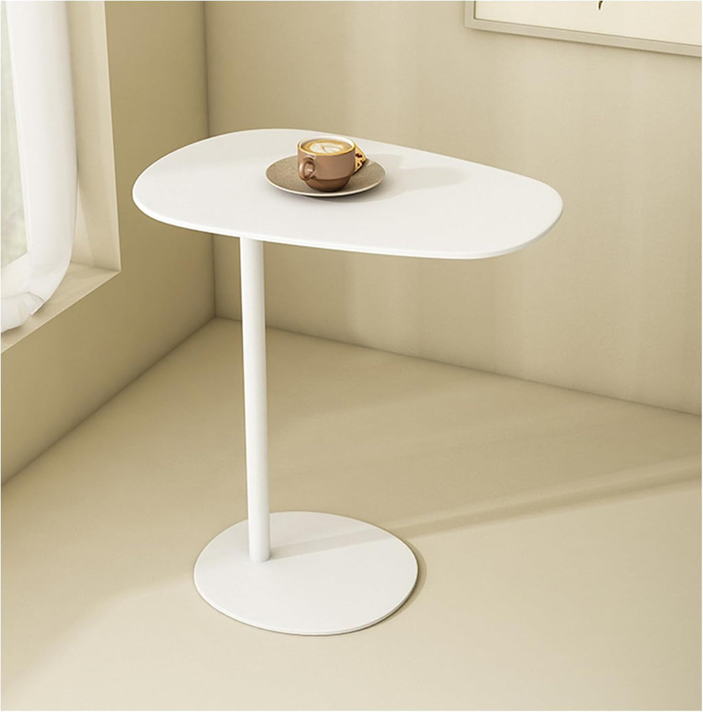 C-Shaped Side Table Iron End Table Slide Under Sofa(White，High-24.8in/63cm) by TTYXSUEPT