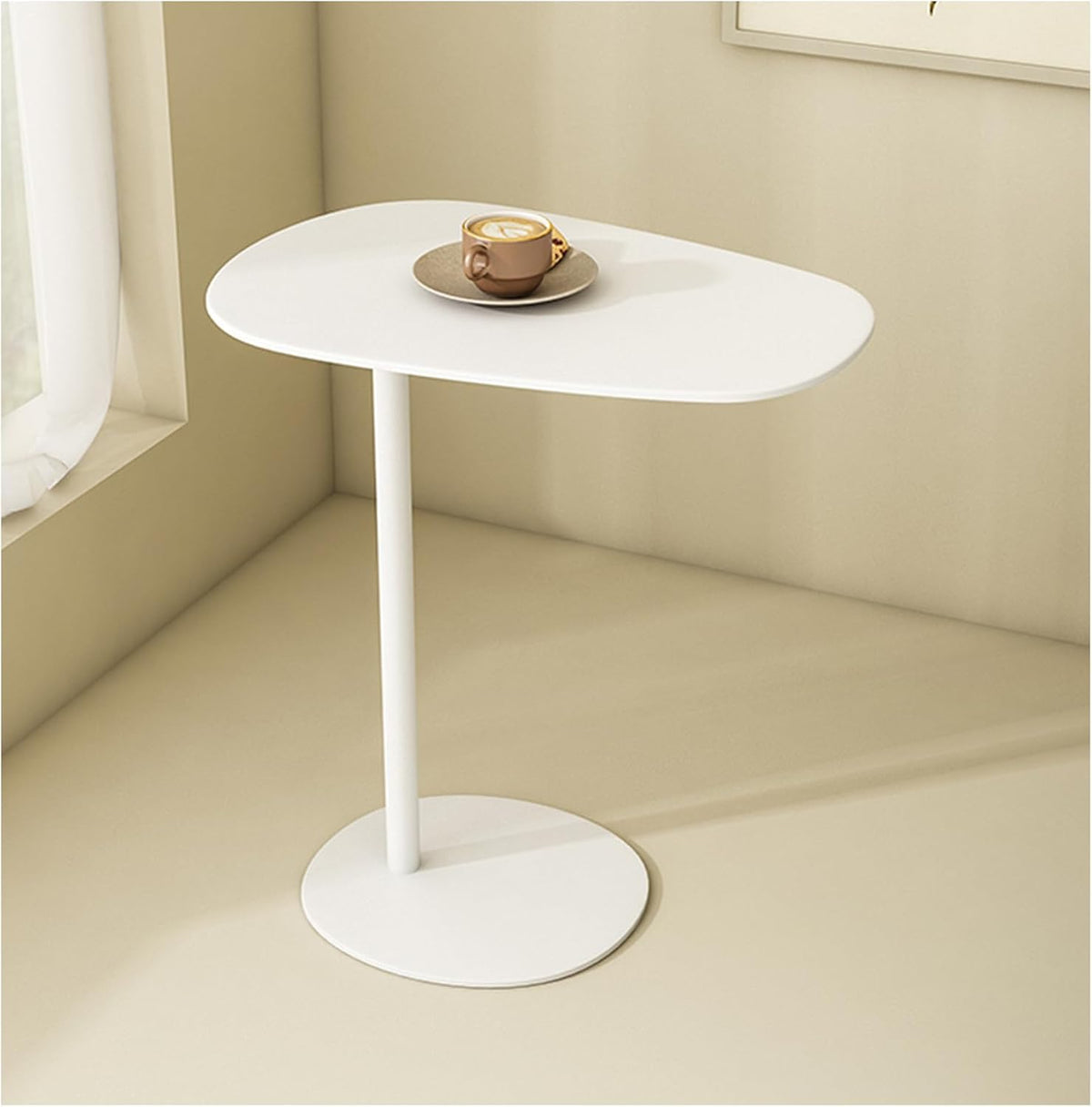 C-Shaped Side Table Iron End Table Slide Under Sofa(White，High-24.8in/63cm) by TTYXSUEPT