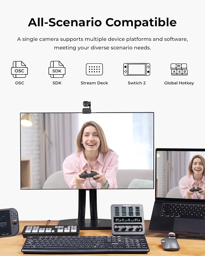 OBSBOT Tiny 3 Lite AI-Powered Spatial Audio 4K Webcam, W Mini Tripod | 1/2" CMOS 4K@30fps HDR 1080p@120fps Tri-Mic Spatial Audio Voice/Gesture Control for Streaming, Gaming, Meeting - Image 9