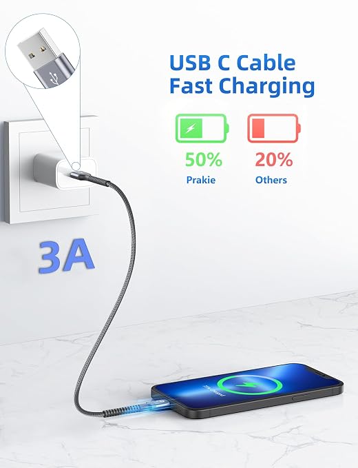 USB C Cable Fast Charging, 2Pack 1FT USB A to USB C Charge Cable Short | USB Type C Charging Cord Compatible with iPhone 17/16/15/Samsung Galaxy S20 S10/Google/Plus Note 10 9 8 - Image 2