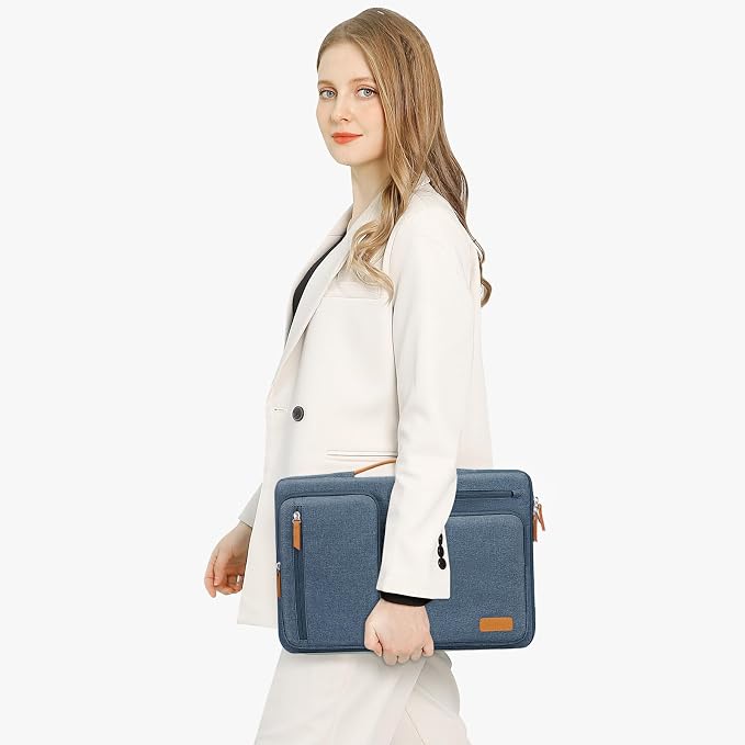 MOSISO 360 Protective Laptop Case 16 inch, 15-15.6 inch Laptop Sleeve | Compatible with MacBook Pro 16, HP Acer Dell Lenovo ASUS, Side Open Carrying Case with 4 Zipper Pockets, Haze Blue - Image 6