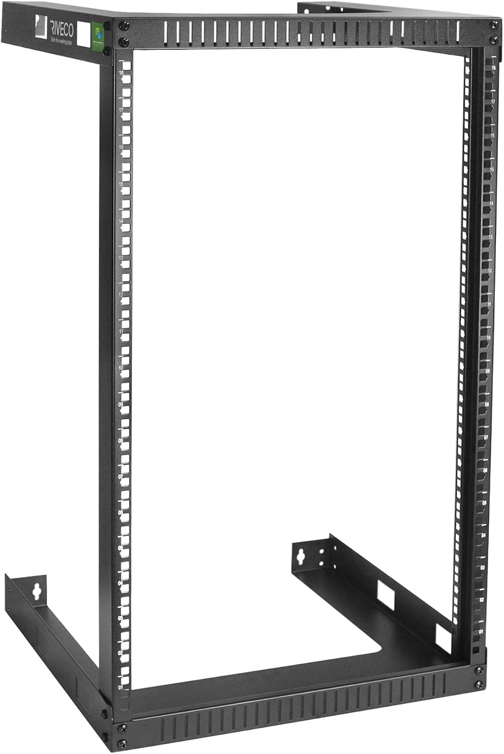 18U 19" Wall Mount Server Rack – 17.7" Deep 2 Post Open Frame Cabinet Easy Assembly Firm Constructed Shelf for Internet/Network/AV/Data Home Equipment/Patch Panel Heavy Duty Light Weight Black by RIVECO