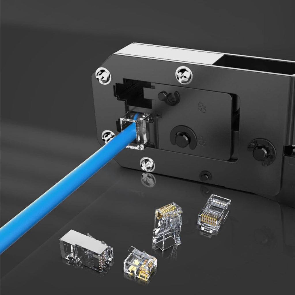RJ45 Crimp Tool Kit All-in-One Ethernet Crimper Cat6 Cat5 Cat5e Crimping Tool with Network Cable Tester, 50-Pack Cat5e RJ45 Connector, 50-Pack Connector Boots - Image 7