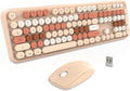 Keyboard and Mouse Sets Wireless,Reliable 2.4 GHz Connectivity for PC,Laptop,Smart TV and More (Milk Tea Color) by FOPETT