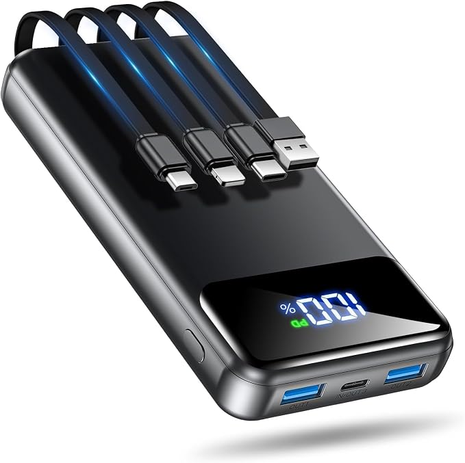 OHOVIV Portable Charger Power Bank 50000mAh,4 Built-in Cables Battery Pack | 22.5W Fast-Charge,55% in 30mins,10 Times for iPhone 15,Camping Travel Essential,Compatible with iPhone17/16/15,Samsung,Tablet by OHOVIV