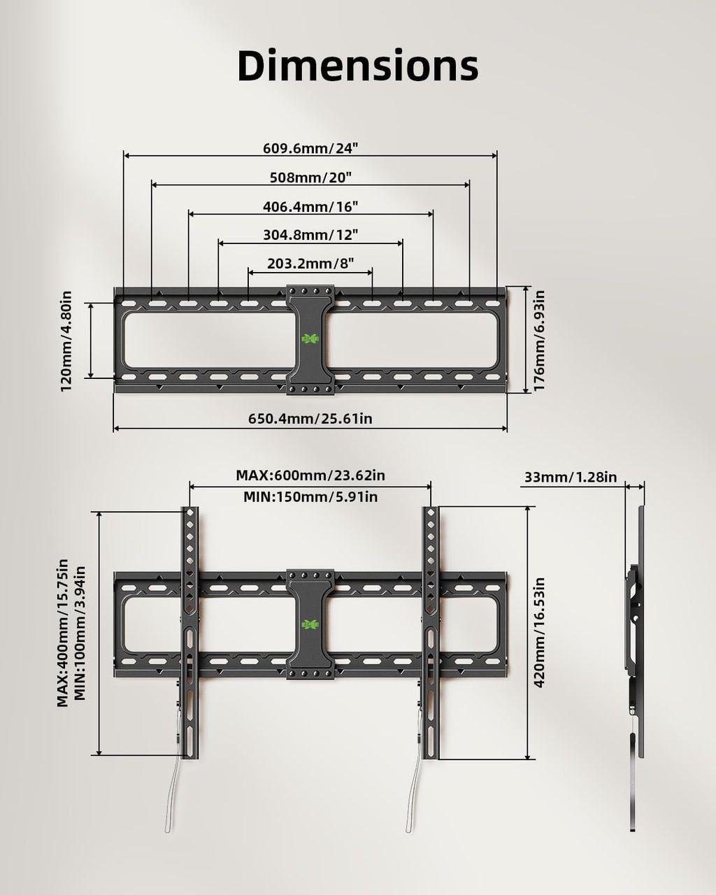 USX MOUNT TV Wall Mount,Low Profile TV Mount for Most 42-95 Inch Flat Screen Televisions,Max VESA 600x400mm Fixed Wall Mount Bracket Holds up to 132 lbs,Fits 16"/18"/24" Studs - Image 6