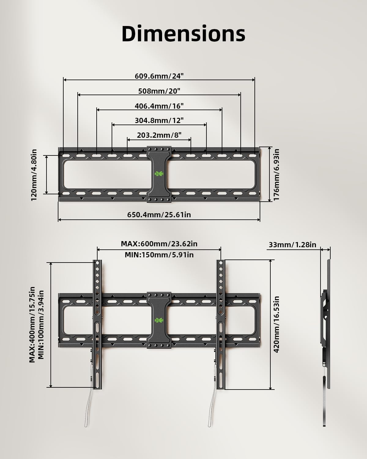 USX MOUNT TV Wall Mount,Low Profile TV Mount for Most 42-95 Inch Flat Screen Televisions,Max VESA 600x400mm Fixed Wall Mount Bracket Holds up to 132 lbs,Fits 16"/18"/24" Studs - Image 6