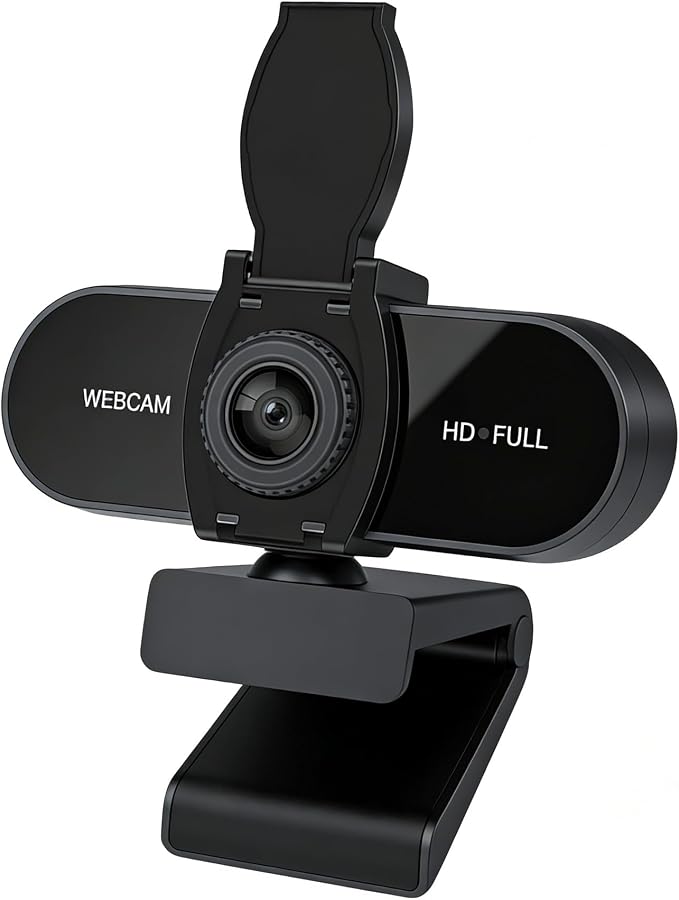 1080P HD Webcam with Microphone, Noise Cancellation, Privacy Cover, Wide-Angle Lens, Auto Light Correction, Plug & Play USB Webcam for Laptop, Desktop, PC, Mac, Zoom, Skype, Streaming (1080p) - Image 2