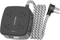 Surge Protector Power Strip - YISHU 8 Outlets with 4 USB (2 USB C) Charging Ports, 6Ft Braided Extension Cord, Flat Plug Multi Plug Outlet Extender Charging Station for Home Office, ETL, Black by YISHU