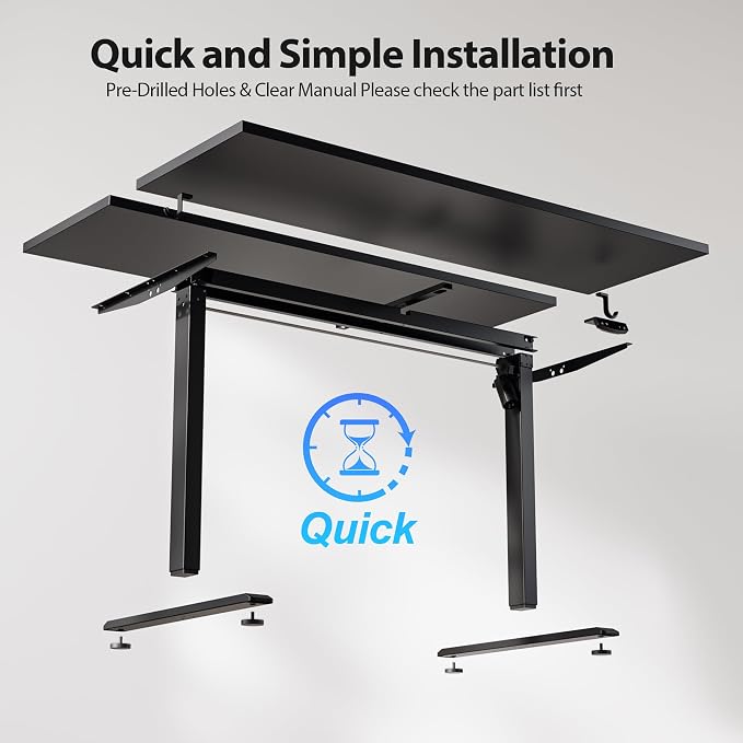 Agilestic 48 * 28 Inch Height Adjustable Electric Standing Desk, Black | Sit Stand Up Computer Desk, Extra Wide desktop, Memory Presets, Stable Steel Frame,154 lbs, Easy Assembly, Splice Board - Image 9
