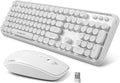 White Wireless Keyboard and Mouse Combo,Bubble Round Keys,Typewriter Style | Cute Aesthetic Minimalist Keyboard,Creamy Clicky Sound,2.4GHz Full-Size with Number Pad,for Long Nails PC Laptop Desktop by LETTON