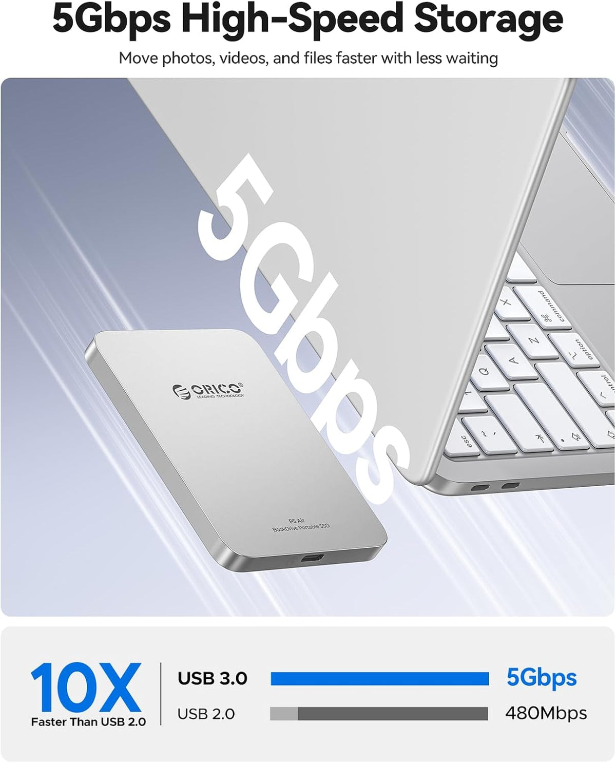 ORICO BookDrive 512GB Magnetic External SSD with SD Card Reader P5Air - Image 6