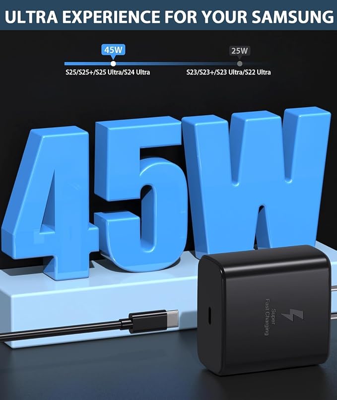 45W Super Fast Charger Type C Android Phone Charger Fast Charging Replacement for Samsung Galaxy S25/S25 Ultra/S25+/S24 Ultra/S24/S24+/S23 Ultra/S23/S22/S20/S21,Galaxy Tab,6ft Type C Cable- 3pack - Image 2