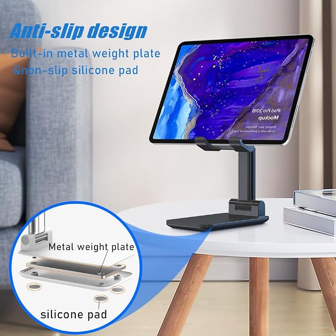 Phone Stand for Desk, Cell Phone Holder Cute Smart Cellphone Stand Foldable Stands Compatible with Under 8" Devices, Office Accessories - Image 2