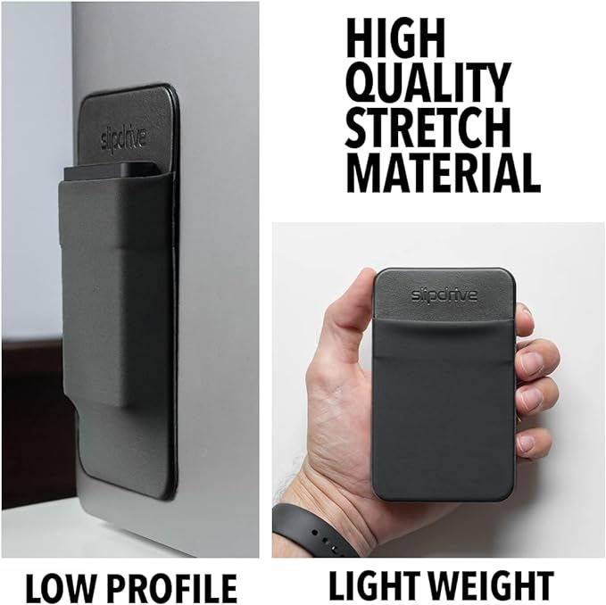 Slipdrive - Portable Hard Drive Sleeve for Laptop - SSD Solid State Drive - Reusable Adhesive - Stick on External Hard Drive Carrying Case - Pocket Pouch (Small, Black) - Image 6